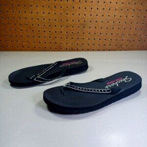 Skechers womens black Yoga Foam studded flip flop sandals 8 M